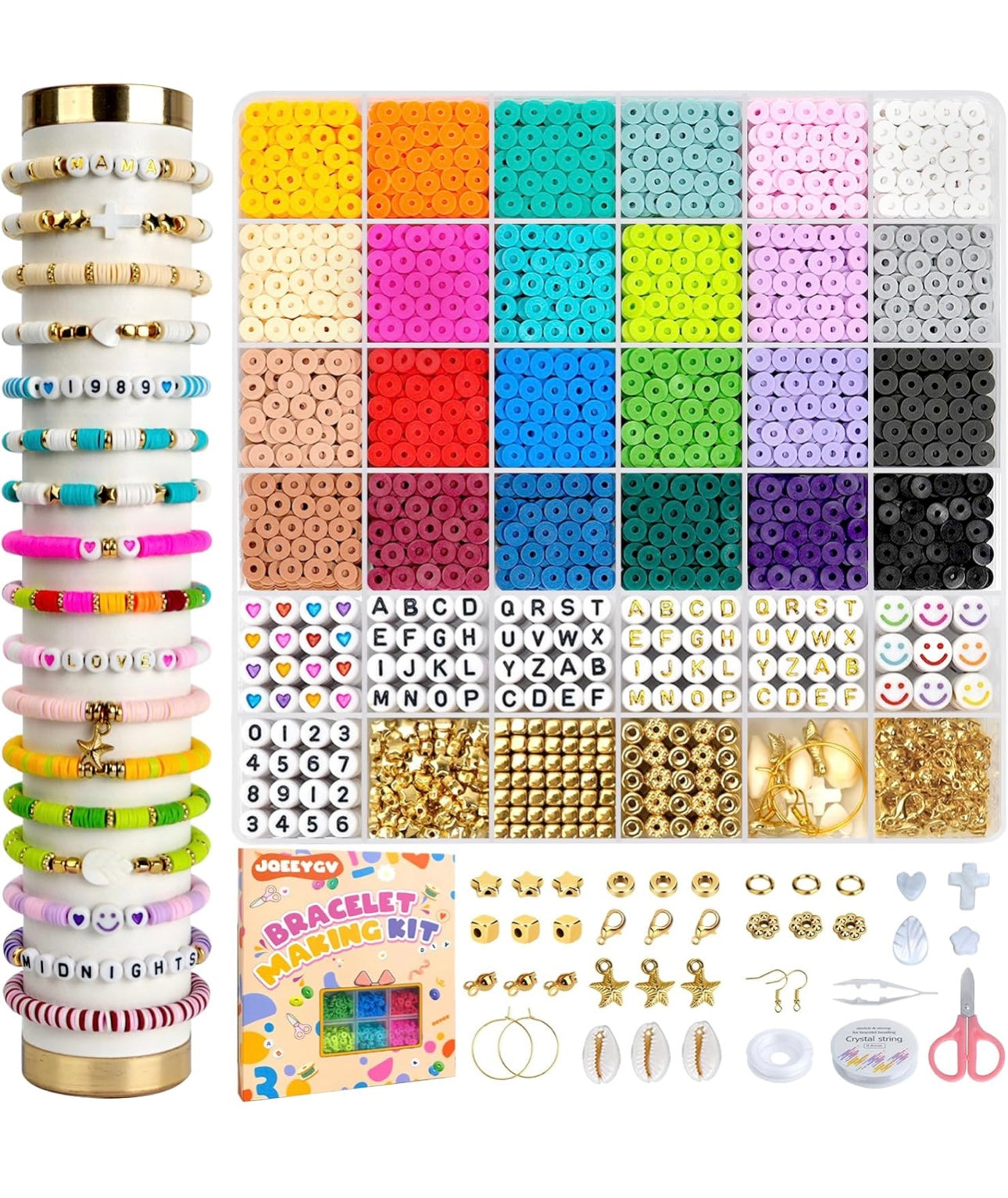 5500pcs Clay Beads Bracelet Making Kit 24 Colors Friendship Bracelet kit with Letter Beads DIY for Girls Ages 6-12